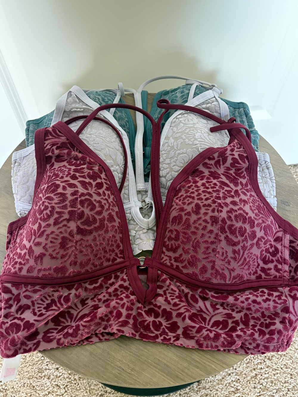 PINK Victoria’s Secret Floral Velvet Bralettes – Bundle of 3 - Picture 2 of 12